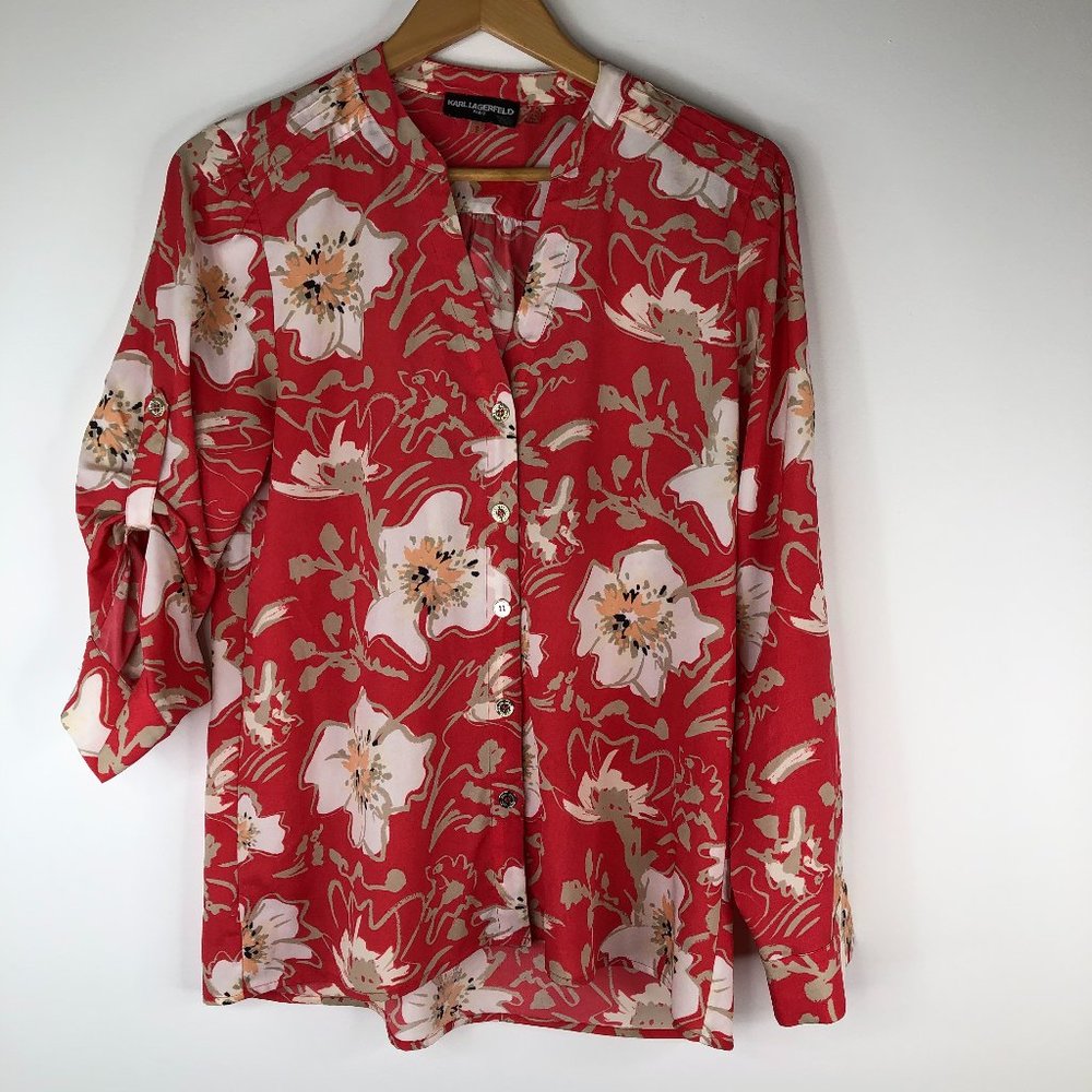 KARL LAGERFELD PARIS Cherry Red Pink White Floral